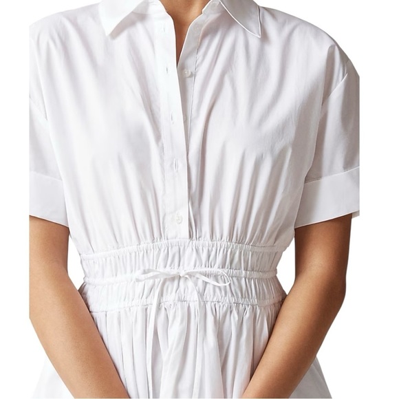 J Crew White Elena Mini Shirtdress Fitted Waist Cotton Women Size 10 Tall - Picture 2 of 13